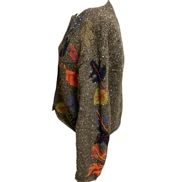 Vintage Multicolor Leaf Pattern Cardigan - Picture 5 of 6